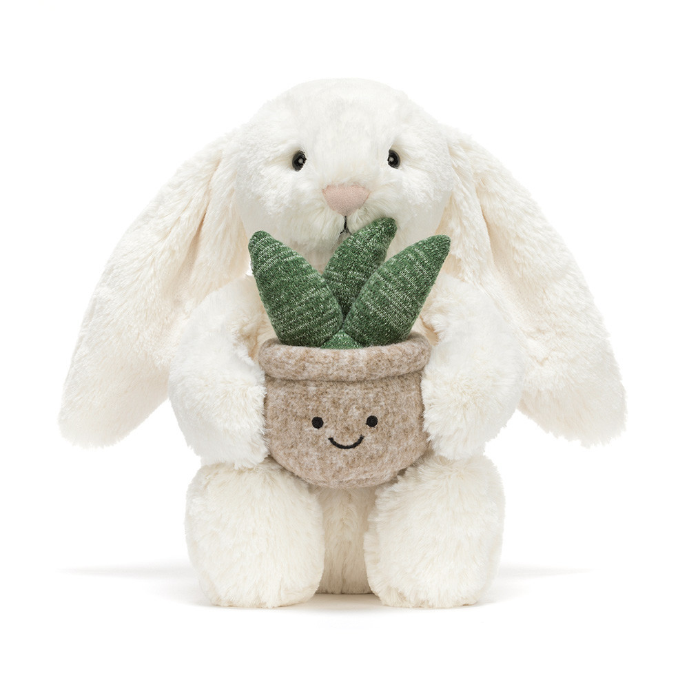 Jellycat Cream Bunny with Plant Soft Stuffed Plush 31cm 12.2inches