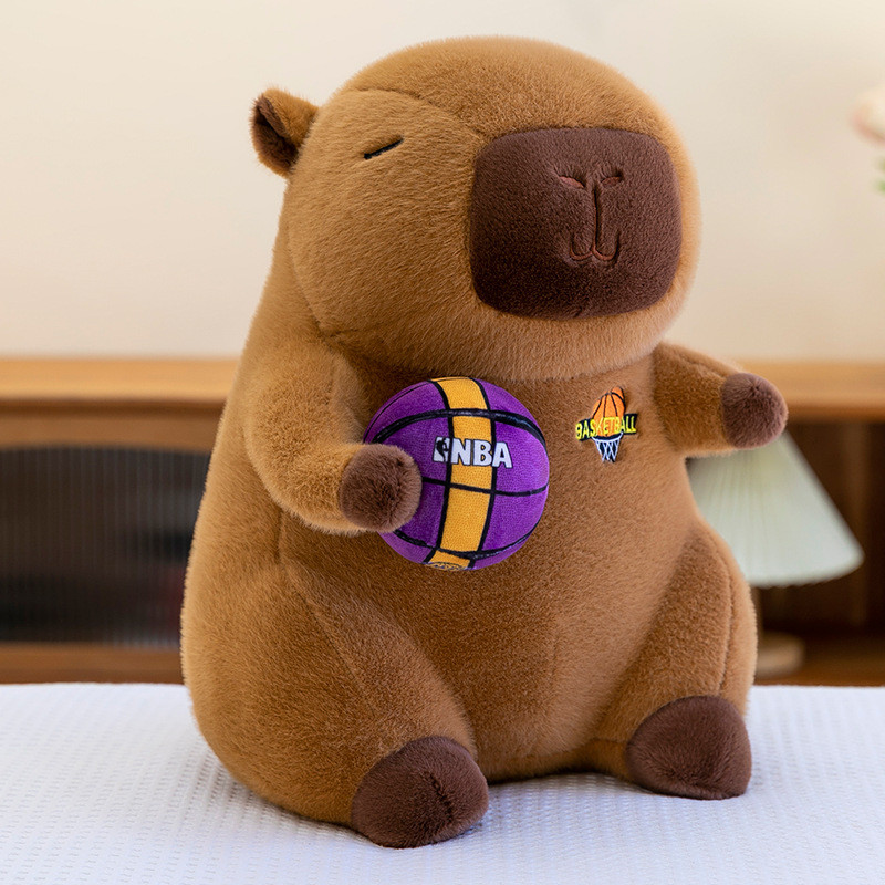 Capybara Holding NBA Basketball Soft Stuffed Plush Multiple Sizes Purple