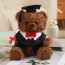 Dark Brown Graduation Bear with Robe Soft Stuffed Plush 25cm 9.84inches Blue Black Red