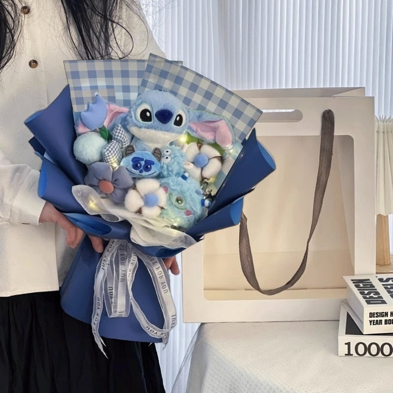 Stitch Soft Plush Flower Bouquet Graduation Mother's Day Gift With LED 40cm 15.75inches
