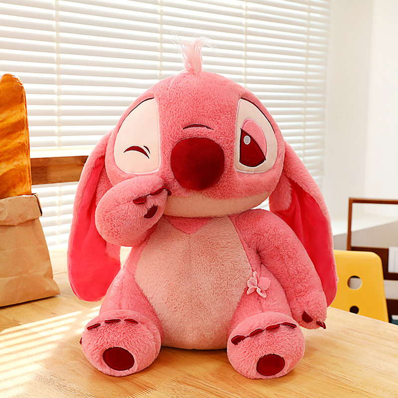 Disney Stitch Poking Face Pink Soft Stuffed Plush Multiple Sizes