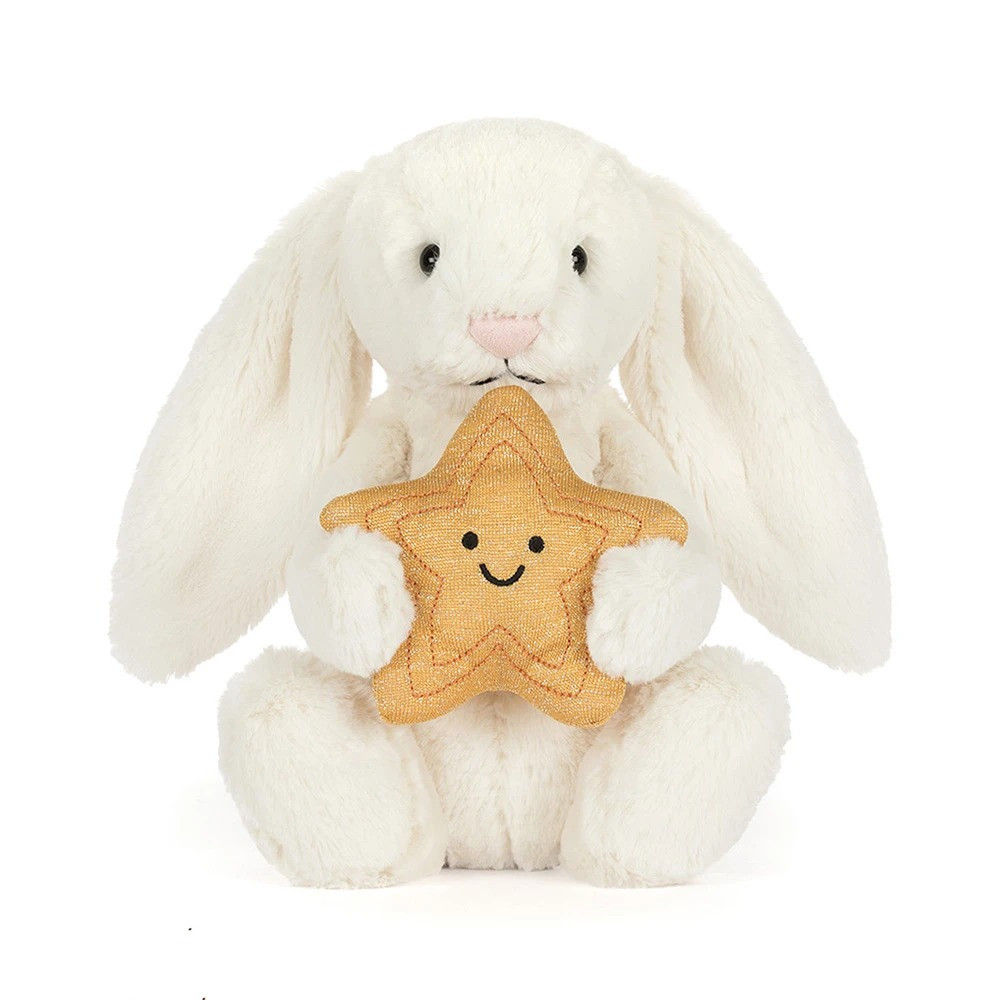 Jellycat Cream Bunny with Star Soft Stuffed Plush 31cm 12.2inches