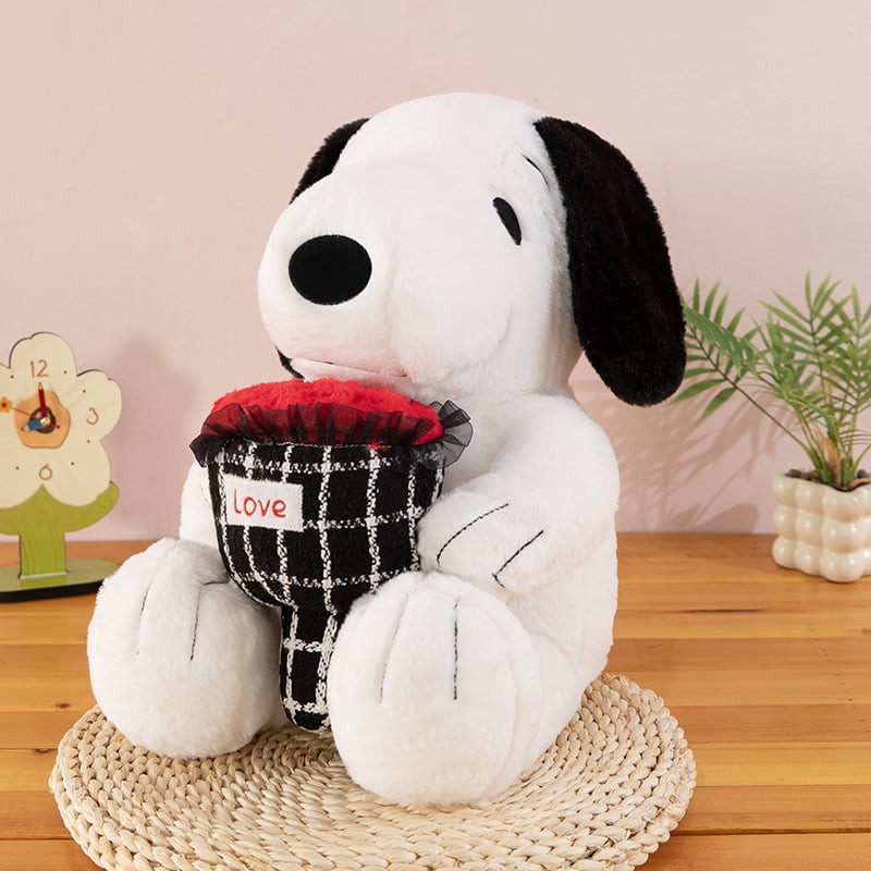 Valentines Snoopy Love Rose Bouquet Plush Multiple Sizes