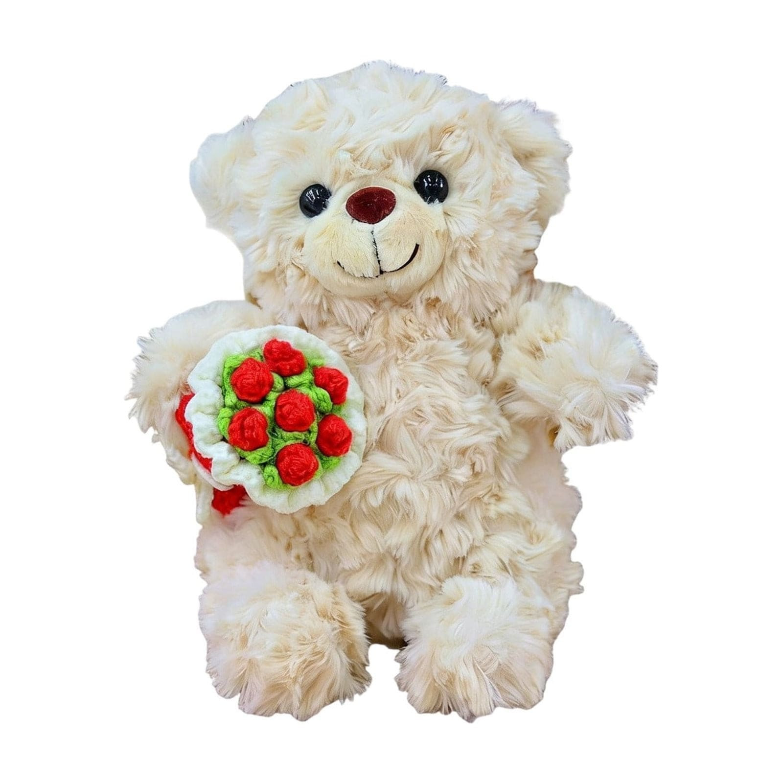 Valentines Bear Plush With Red Bouquet 20cm 7.8inches