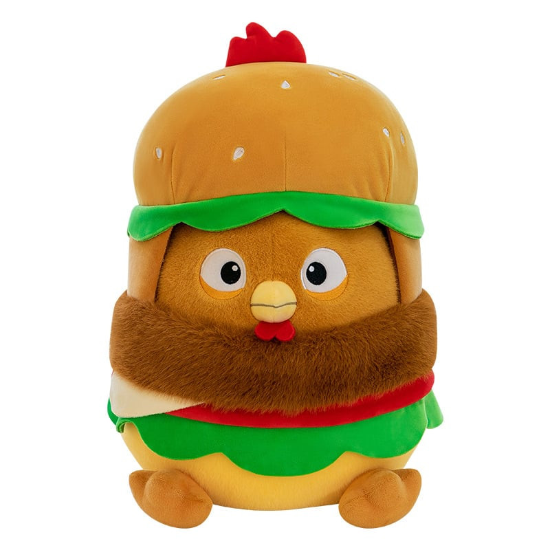 Chicken in Burger Costume Funny Soft Stuffed Plush Multiple Sizes
