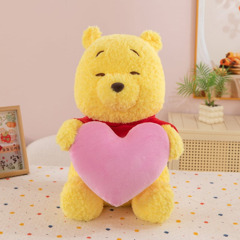 Winnie Pooh Holding Heart Soft Stuffed Plush Multiple Sizes