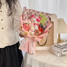 Hello Kitty Soft Plush Flower Bouquet Graduation Mother's Day Gift With LED 40cm 15.75inches