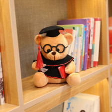 Graduation Bear Small Soft Stuffed Plush Light Brown