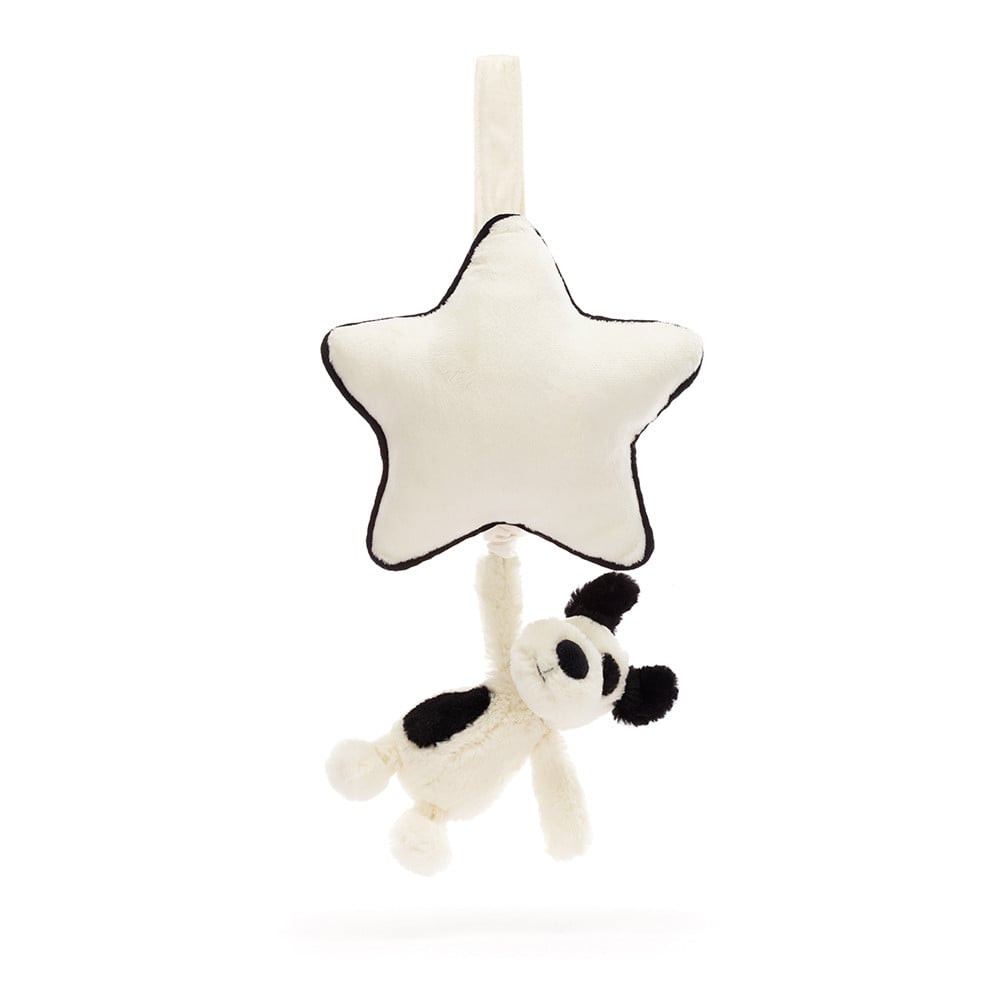 Jellycat Bashful Black & Cream Puppy Musical Pull 30cm 11.81inches