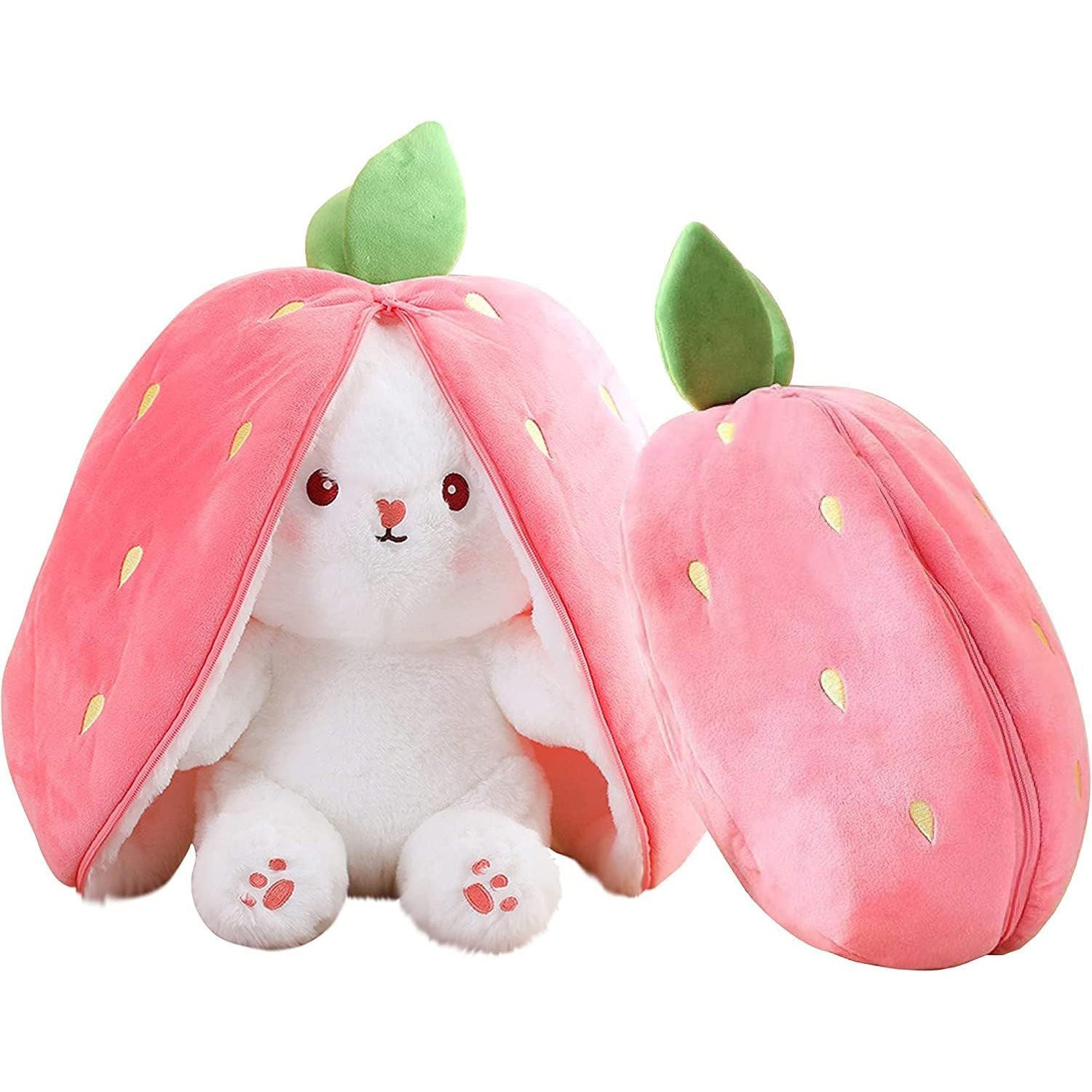 Transformable Strawberry Bunny Plush Toy - 18cm 7 inch