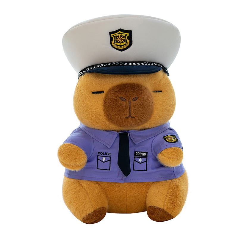Cute Capybara in Police Outfit Soft Stuffed Plush Multiple Sizes