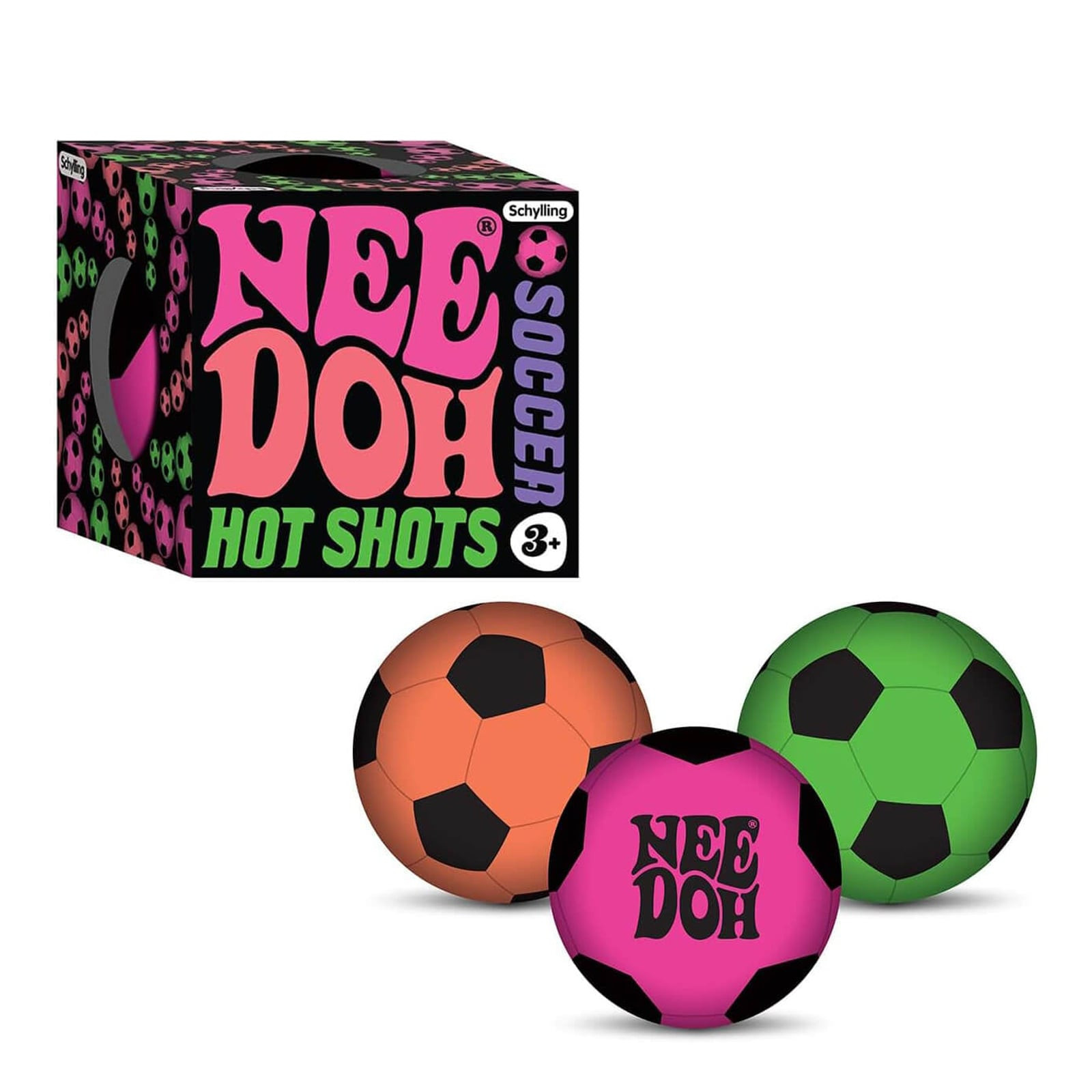 NeeDoh Hot Shots Soccer Ball Sensory Squeeze Toy  6.35cm 2.5inches Pink