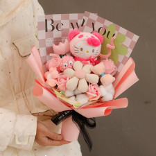 Hello Kitty Soft Plush Flower Bouquet Graduation Mother's Day Gift 35cm 13.78inches