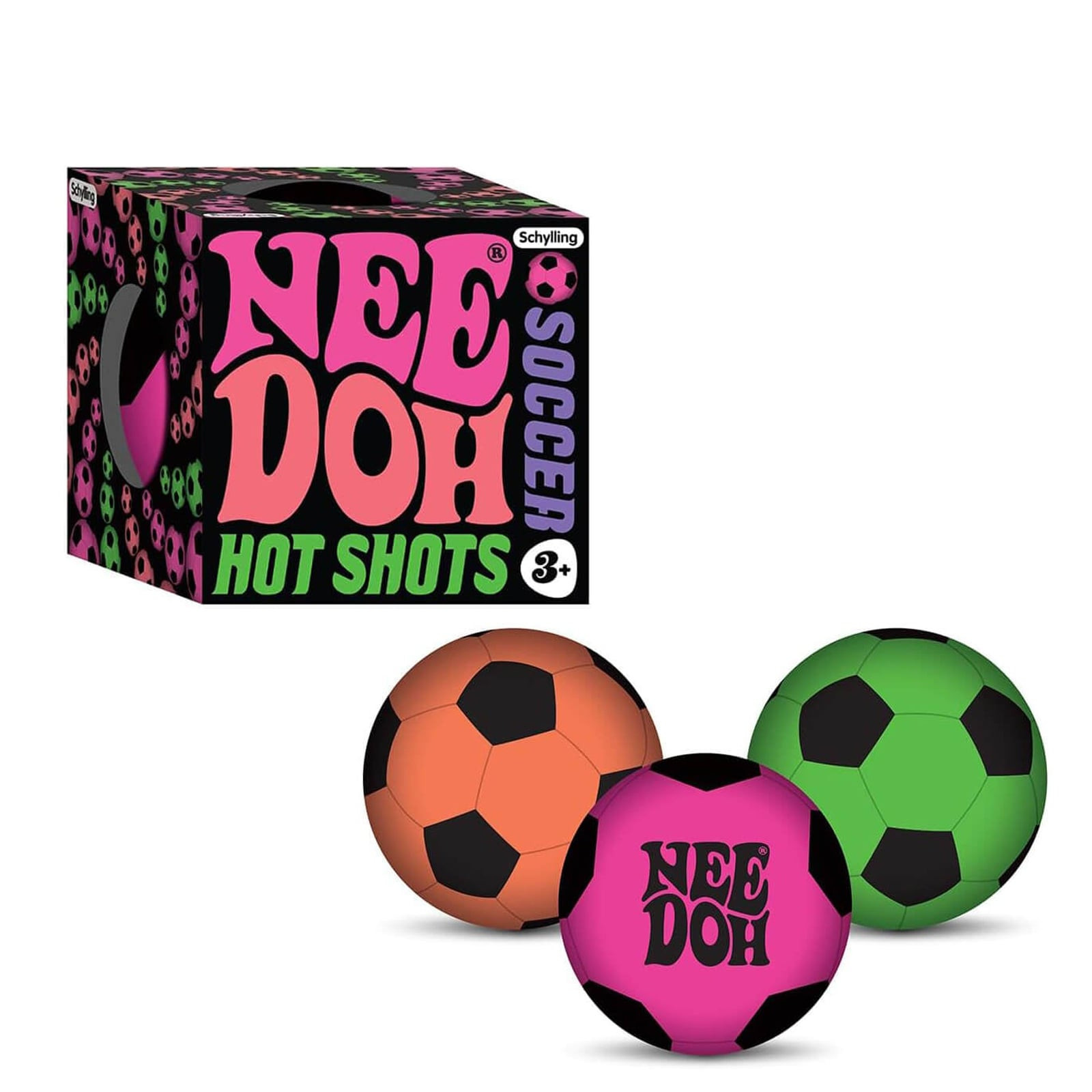 NeeDoh Hot Shots Soccer Ball Sensory Squeeze Toy  6.35cm 2.5inches Orange