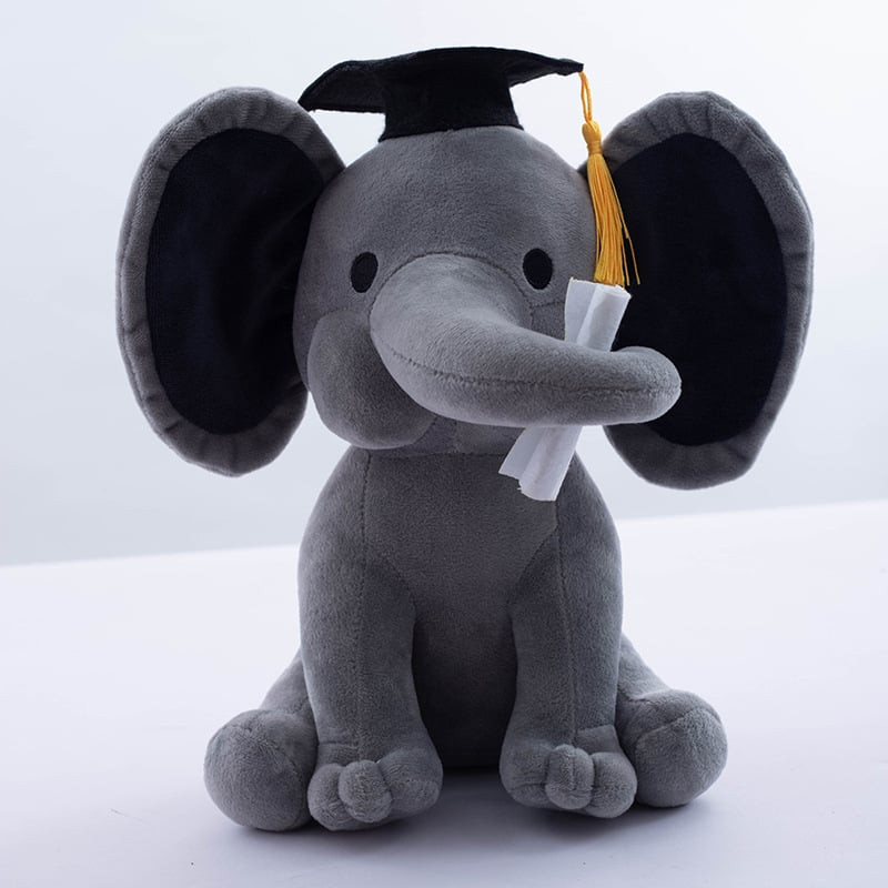Graduation Elephant Soft Stuffed Plush 25cm 10inches Grey