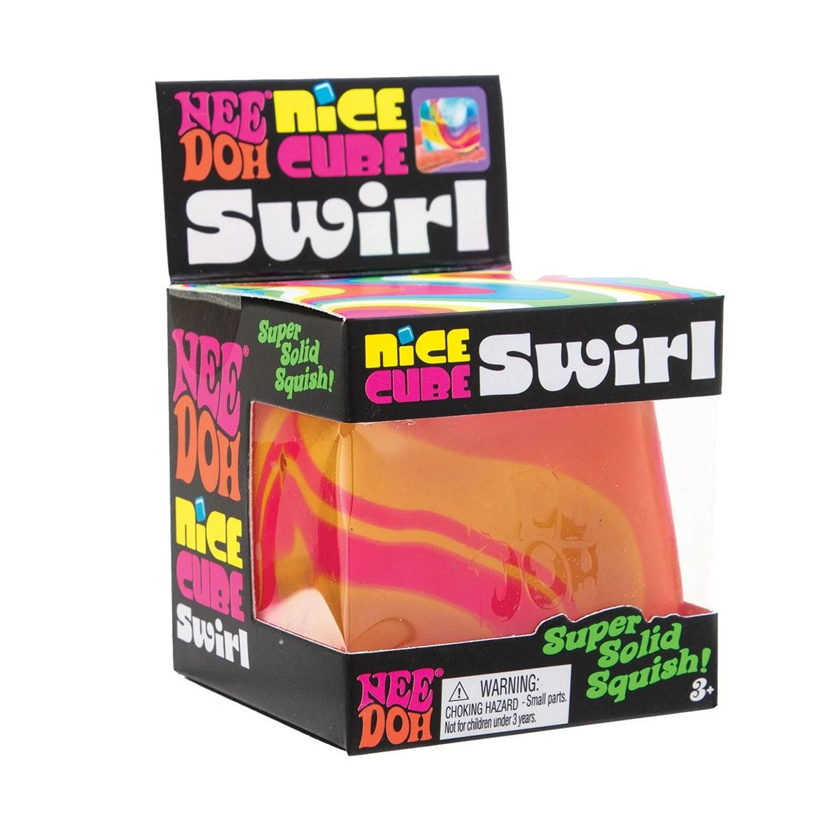 NeeDoh Nice Cube Swirl Sensory Squeeze Toy 5.7cm 2.25inches Orange