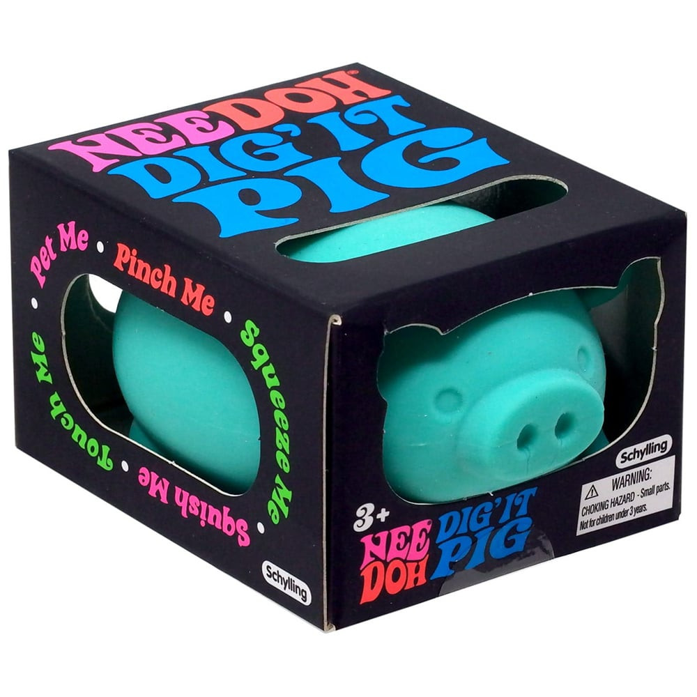 NeeDoh Dig It Pig Sensory Squeeze Toy 7.62cm 3inches Teal