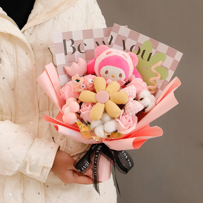 My Melody Soft Plush Flower Bouquet  Graduation Mother's Day Gift 35cm 13.78inches