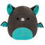 Squishmallows Aldous Teal and Black Fruit Bat Plush Toy 20cm 7.87inches