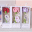 Knitted Carnation Flower With LED Mother's Day Graduation Gift In Clear Box 27cm 10.62inches Pink Red Purple