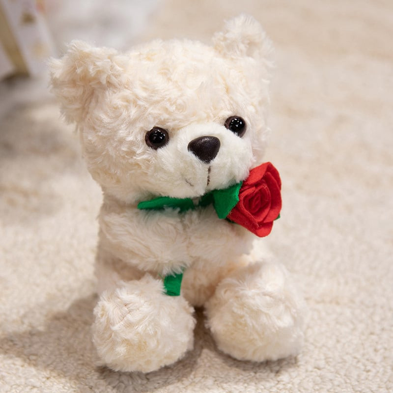 Little Valentines Bear with Rose Plush 17cm 6.7inches